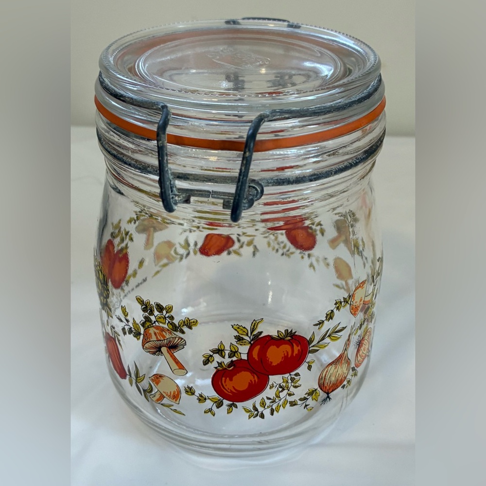 VINTAGE GLASS CANISTER STORAGE JAR ARC FRANCE SPICE OF LIFE DESIGN - Picture 4 of 9